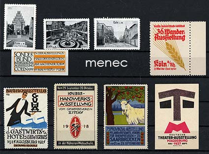 Saksa, mainosmerkkejä 1910-1920-luvuilta, 9 kpl 