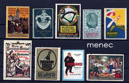 Saksa, mainosmerkkejä 1910-1920-luvuilta, 9 kpl 