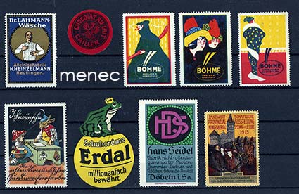 Saksa, mainosmerkkejä 1910-1920-luvuilta, 9 kpl 