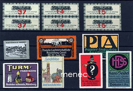 Saksa, mainosmerkkejä 1910-1920-luvuilta, 10 kpl 