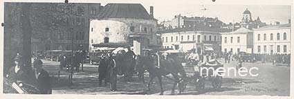 Viipuri, liikennettä Pyöreän tornin ympärillä, suurikokoinen kortti 