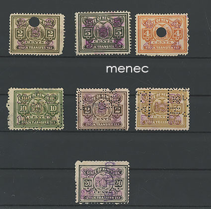 USA local, State of New York, Stock Transfer Tax veromerkkejä, 7 kpl 