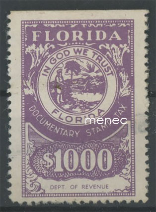 USA local, Florida, Documentary Stamp Tax, veromerkki 10 $ 