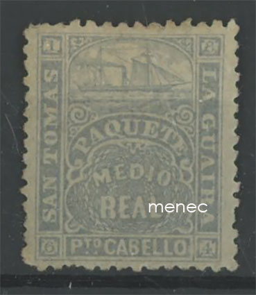 Tanska, laivamerkki, Waterlow & Sons 1864, St. Tomas - La Guaira - Puerto Cabello 