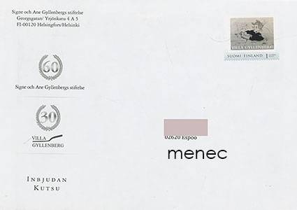 Kirjelähetys, omapostimerkki Villa Gyllenberg, Helene Schjerfbeck 