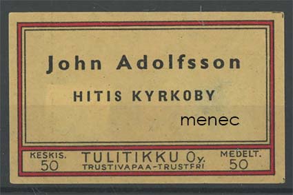 Kauppiasetiketti, John Adolfsson, Hiittisten kirkonkylä 