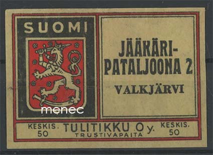 Tulitikkuetiketti, Jääkäripataljoona 2, Valkjärvi 