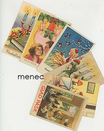 Kuusi pienoisjoulukorttia 