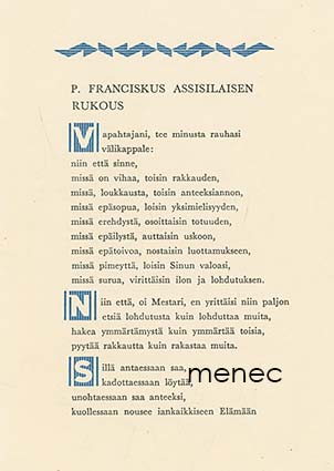 P. Franciscus assisilaisen rukous 