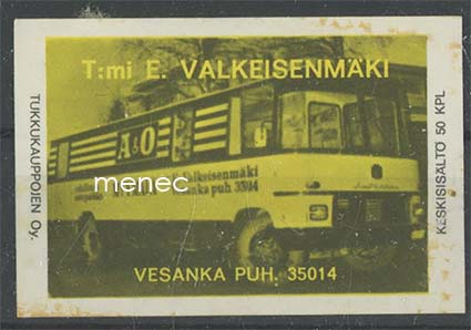 Kauppiasetiketti, kauppa-auto E. Valkeisenmäki, Vesanka, Jyväskylä 