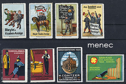 Eurooppalaisia mainosmerkkejä, miesten muotia, 8 kpl 