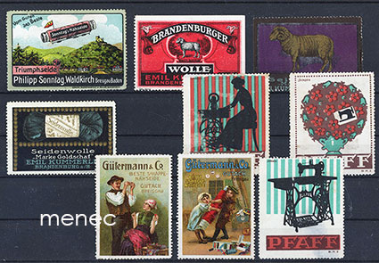 Eurooppalaisia mainosmerkkejä, ompelua, 9 kpl 