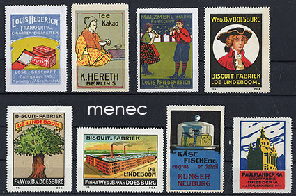 Eurooppalaisia mainosmerkkejä, ruoka ja nautintoaineet, 8 kpl 