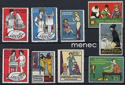 Eurooppalaisia mainosmerkkejä, naisten muotia, 9 kpl 