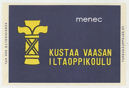 Tulitikkuetiketti, Kustaa Vaasan iltaoppikoulu, iso 