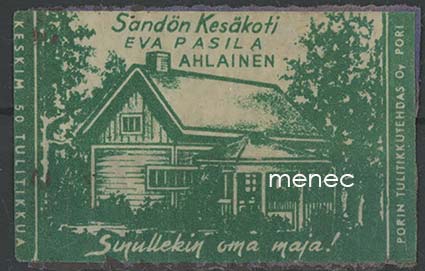 Tulitikkuetiketti, Sandön Kesäkoti Eva Pasila, Ahlainen 