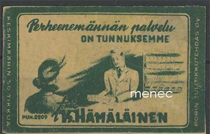 Tulitikkuetiketti, T:mi K. Hämäläinen 