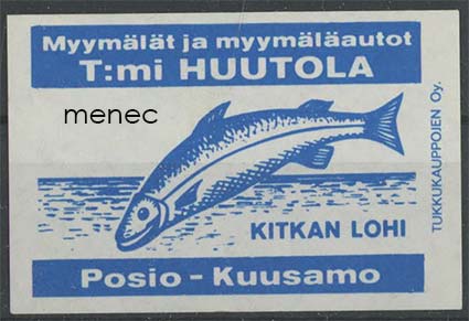 Tulitikkuetiketti, T:mi Huutola, Posio - Kuusamo 