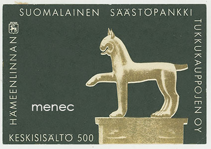 Tulitikkuetiketti, Hämeenlinnan Suomalainen Säästöpankki, iso 