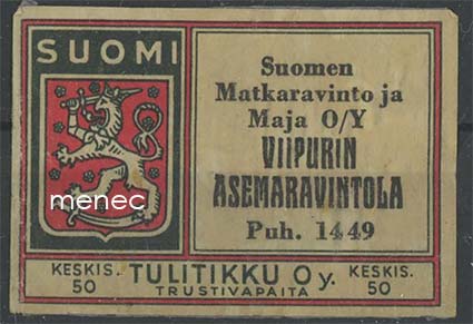 Tulitikkuetiketti, Viipurin Asemaravintola 