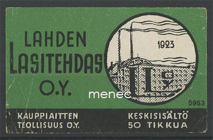 Tulitikkuetiketti, Lahden Lasitehdas 