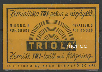 Tulitikkuetiketti, Triola, Helsinki 