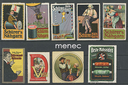 Eurooppalaisia mainosmerkkejä, ompelulankoja, 9 kpl 