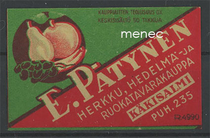 Kauppiasetiketti, E. Pätynen, Käkisalmi 