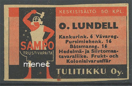 Seppä-etiketti, O. Lundell, Kankurinkatu/Pursimiehenkatu 