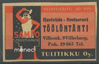 Seppä-etiketti, Ravintola Töölöntähti, Helsinki 