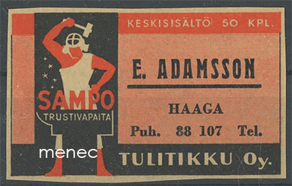 Seppä-etiketti, E. Adamsson, Haaga, Helsinki 