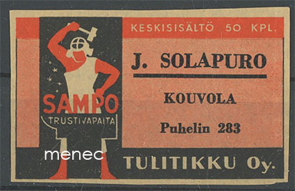 Seppä-etiketti, J. Solapuro, Kouvola 