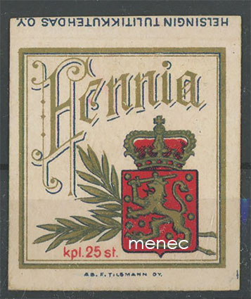 Litteän tulitikkuaskin kansi, Fennia 