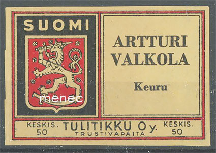 Kauppiasetiketti, Artturi Valkola, Keuruu 