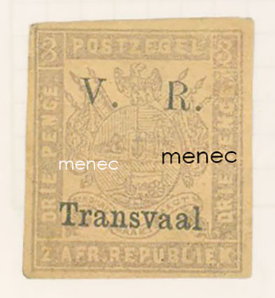 Iso-Britannia, Transvaal 1877, 3p, V. R. -ylipainamalla 