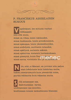 P. Franciscus assisilaisen rukous 