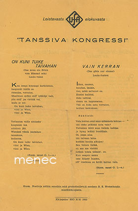 Nuottimainos, Loistavasta UFA-elokuvasta 'Tanssiva kongressi' 