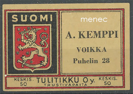 Kauppiasetiketti, A. Kemppi, Voikka, Kouvola 