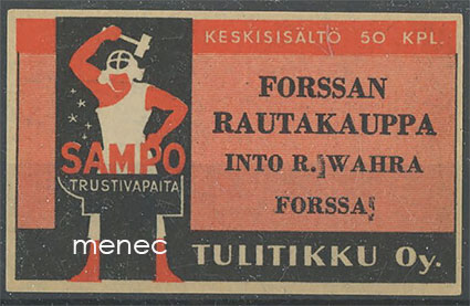 Seppä-etiketti, Forssan Rautakauppa Into H. Wahra 