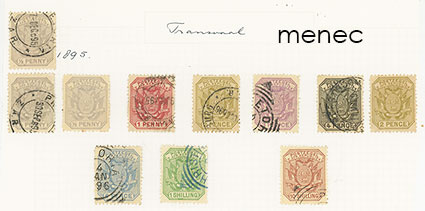 Etelä-Afrikka, Transvaal 1895-1896, käyttösarjaa, 11 kpl 