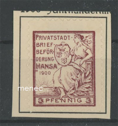 Privatstadt Briefbeförderung Hansa 1900, 3 Pf 