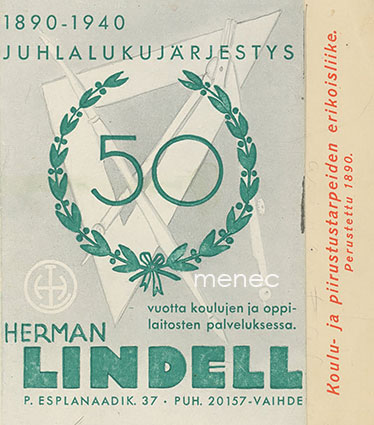 Herman Lindell, juhlalukujärjestys 1890-1940 