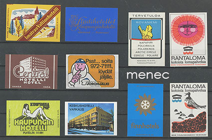 Tulitikkuetikettejä, hotelleja, 10 kpl 