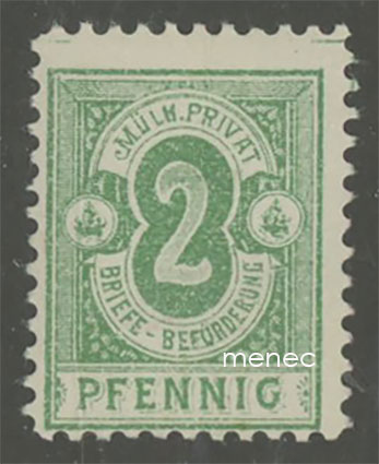 Saksa, paikallisposti, Mühlhausen, 2 Pf 