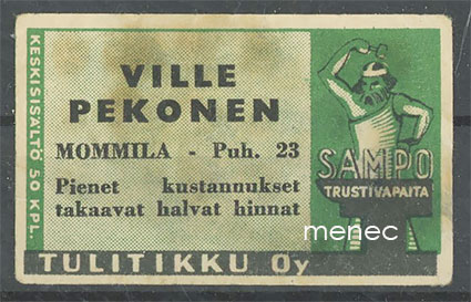 Seppä-etiketti, vihreä, Ville Pekonen, Mommila, Hausjärvi 