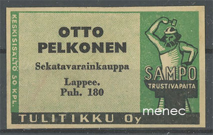 Seppä-etiketti, vihreä, Otto Pelkonen, Lappee 