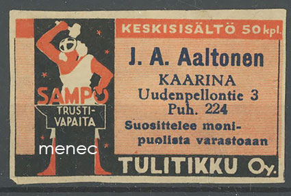 Seppä-etiketti, J. A. Aaltonen, Kaarina 
