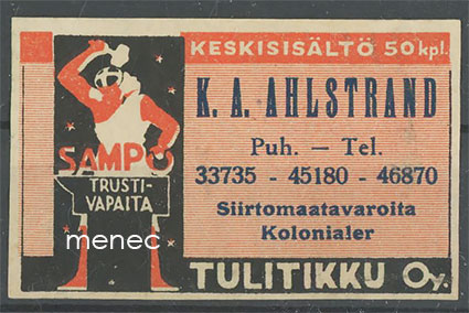 Seppä-etiketti, K. A. Ahlstrand 