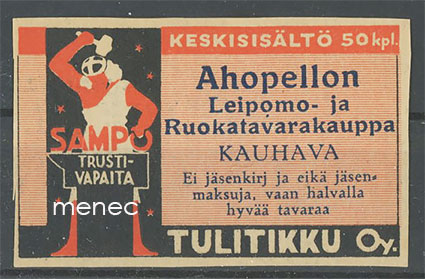 Seppä-etiketti, Ahopellon Leipomo- ja Ruokatavarakauppa, Kauhava 