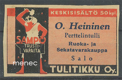 Seppä-etiketti, O. Heininen, Perttelintulli, Salo 